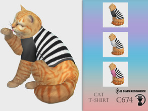Sims 4 — Cat T-shirt C674 by turksimmer — 3 Swatches Compatible with HQ mod Works with all of skins Custom Thumbnail All