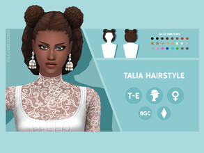 Sims 4 — Talia Hairstyle by simcelebrity00 — Hello Simmers! This pig tail afro, high bun, and hat compatible hairstyle is