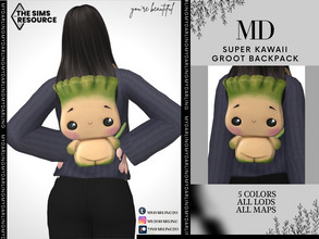 Sims 4 — Adult super kawaii Groot backpack by Mydarling20 — new mesh base game compatible all lods all maps 5 colors the