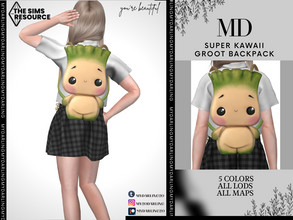Sims 4 — Child super kawaii Groot backpack by Mydarling20 — new mesh base game compatible all lods all maps 5 colors the
