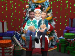 Sims 4 — Santa's Lap Pose Pack by shelwass222 — Pose pack containing several poses for one adult and up to two children.