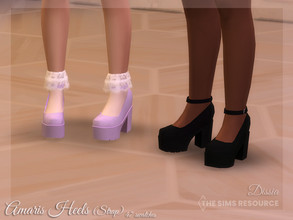 Sims 4 — Amaris Heels (Strap) by Dissia — High heels on platform with square heel and ankle strap in many colors