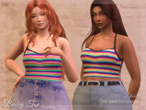 Sims 4 — Bailey Top by Dissia — Colorful rainbow short tank top with straps Available in 16 swatches