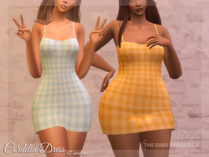 Sims 4 — Cordelia Dress by Dissia — Short fitted plaid chekcered dress on straps Available in 47 swatches