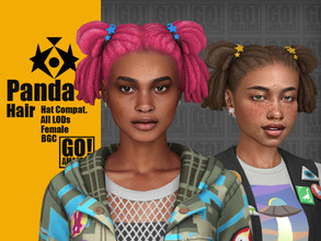 Sims 4 — Panda Hair by GoAmazons — >Base game compatible female hairstyle >Hat compatible >From Teen to Elder