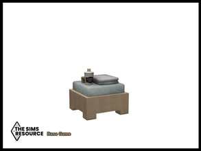 Sims 4 — Back To Nature Bath Ottoman by seimar8 — Maxis match bath ottoman in a light oak veneer with towel and bath