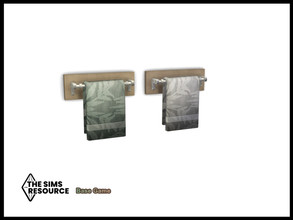Sims 4 — Back To Nature Towel Rack by seimar8 — Maxis match towel rack on a light oak wooden base with soft green and