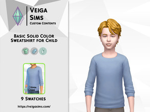 Sims 4 — Basic Solid Color Sweatshirt for Child by David_Mtv2 — Available in 9 swatches for child only. Colors: red,