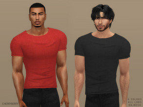Sims 4 — Fred - Men's T-shirt by CherryBerrySim — Casual wear detailed cotton t-shirt for male sims. 6 colors HQ New mesh