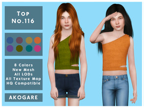 Sims 4 — Akogare Top No.116 by _Akogare_ — Akogare Top No.116 - 8 Colors - New Mesh (All LODs) - All Texture Maps - HQ