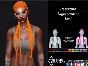 Sims 4 — Retexture of Lexi hair by Nightcrawler by PinkyCustomWorld — Long alpha protective hairstyle braided in cornrows