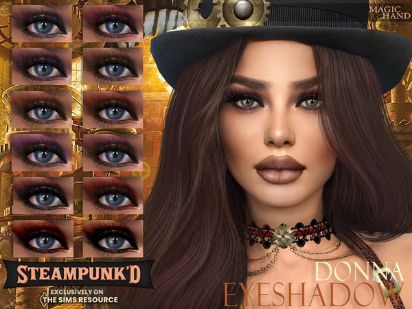 Sims 4 — Steampunked - Donna Eyeshadow N23 by MagicHand — Steampunk eyeshadow with crystals in 15 colors - HQ compatible.