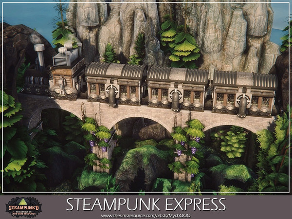 Sims 4 — Steampunked - Steampunk Express by MychQQQ — Lot: 64x64 Value: $ 135,957 Lot Type: Restaurant