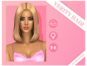 Sims 4 — Verity Hair by Arenetta — - BGC - Hat Compatible - All LOD's - EA Swatches