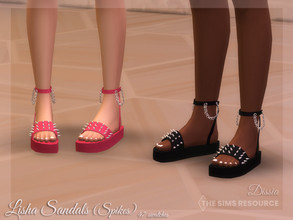 Sims 4 — Lisha Sandals (Spikes) by Dissia — Comfortable sandals on platform with chain and spikes, perfect for summer and