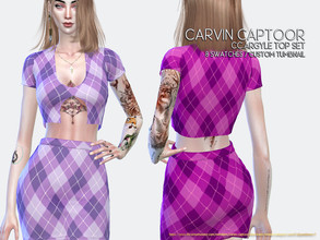 Sims 4 — CC.Argyle Top Set by carvin_captoor — Created for sims4 Original Mesh All Lod 8 Swatches Don't Recolor And Claim