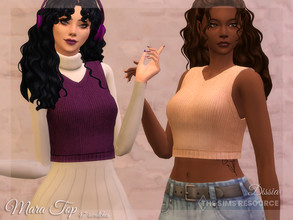 Sims 4 — Mara Top by Dissia — Cute ribbed shot vest with V cleavage :) Available in 47 swatches