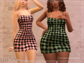 Sims 4 — Mei Dress by Dissia — Short dress with glitter shiny squares Available in 47 swatches