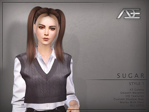 Sims 4 — Ade - Sugar Style 1 (Hairstyle) by Ade_Darma — Sugar Hairstyle - Style 1 Bangs can be downloaded separately,