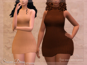 Sims 4 — Susan Dress by Dissia — Short ribbed sleeveless dress with turtleneck Available in 47 swatches