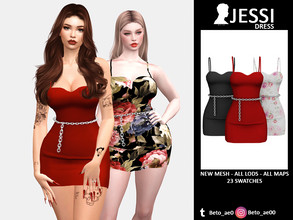 Sims 4 — Jessi (Dress) by Beto_ae0 — Short dress with different colors and patterns, I hope you like it - 23 colors -