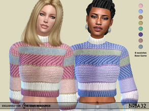 Sims 4 — Giselle Top by Birba32 — A crop top in warm wool. 8 colors, base game.