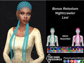 Sims 4 — Bonus Retexture of Lexi hair by Nightcrawler by PinkyCustomWorld — Long alpha protective hairstyle braided in