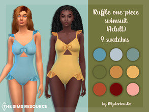 Sims 4 — Ruffle one-piece swimsuit Adult by MysteriousOo — Ruffle one-piece swimsuit in 9 colors 9 Swatches; Base Game