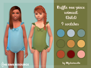 Sims 4 — Ruffle one-piece swimsuit Child by MysteriousOo — Ruffle one-piece swimsuit for kids in 9 colors 9 Swatches;