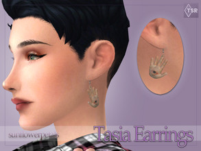 Sims 4 — Tasia Earrings by SunflowerPetalsCC — Hand shaped earrings with an eye in the palm; 5 swatches. 