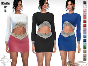 Sims 4 — Crystal V-shaped Cropped Top by Harmonia — New Mesh All Lods 16 Swatches Please do not use my textures. Please
