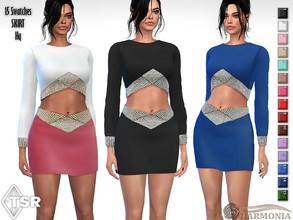 Sims 4 — Crystal V-shaped Mini Skirt by Harmonia — New Mesh All Lods 15 Swatches Please do not use my textures. Please do