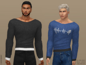 Sims 4 — Cory - Men's Cozy Sweater by CherryBerrySim — Cozy cotton sweater with two colors and optional graphic for male
