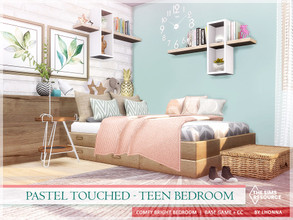 Sims 4 — Pastel Touched - Teen Bedroom /TSR CC only/ by Lhonna — Bright, comfy teen room in pastel pink and blue colors.