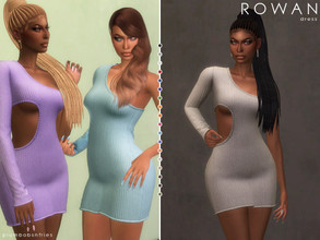 Sims 4 — ROWAN | dress by Plumbobs_n_Fries — One Sleeved Side Cut Out Ribbed Dress New Mesh HQ Texture Female | Teen -