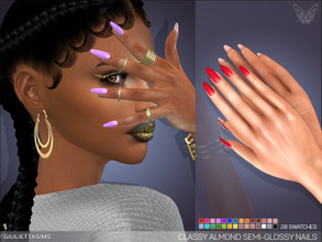 Sims 4 — Classy Almond Semi-Glossy Nails by feyona — Classy Almond Semi-Glossy Nails come in 28 swatches. Look for them