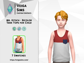 Sims 4 — Mr. Kitsch - Bicolor Tank Tops with Pockets for Child by David_Mtv2 — Available in 7 swatches for child only.