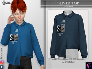 Sims 4 — Oliver Top by KaTPurpura — Elegant long-sleeved closed classic shirt for boys, with image and typography on the