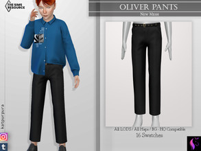 Sims 4 — Oliver Pants by KaTPurpura — Formal Long Pant with Strap