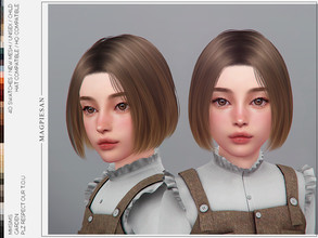 Sims 4 — Garden Hair for Child by magpiesan — Bob haircut in 40 colors for Child. HQ compatible and hat chops included.