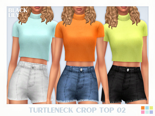 Sims 4 — Turtleneck Crop Top 02 by Black_Lily — YA/A/Teen 6 Swatches New item