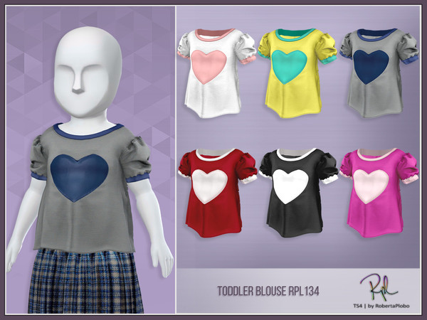 Sims 4 — Toddler Blouse RPL134 by RobertaPLobo — :: Toddler Heart Blouse RPL134 - TS4 :: 6 swatches :: Custom thumbnail
