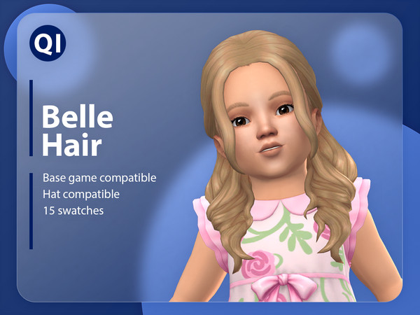 Sims 4 — Belle Hair by qicc — A long wavy half-up, half-down hairstyle. - Maxis Match - Base game compatible - Hat
