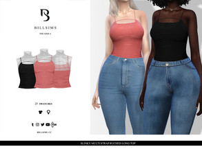 Sims 4 — Slinky Multi Strap Ruched Long Top by Bill_Sims — This top features a slinky material with a multi strap design