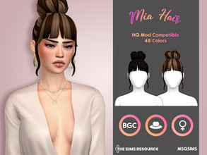 Sims 4 — Mia Hair by MSQSIMS — This Maxis Match bun hair is suitable for female sims only.It is available in 48 swatches