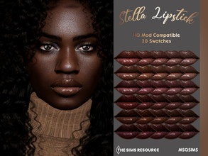 Sims 4 — Stella Lipstick by MSQSIMS — This Lipstick is available in 30 Swatches for dark skintones. It comes in 15 glossy