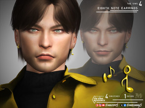 Sims 4 — Eighth Note Earrings by Mazero5 — Eighth note earrings design from notes of musical Swatches of 4 Color