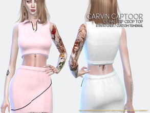 Sims 4 — CC.Half Zip Crop Top by carvin_captoor — Created for sims4 Original Mesh All Lod 8 Swatches Don't Recolor And