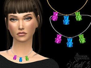 Sims 4 — Gummy bear short necklace by Natalis — Gummy bear short necklace. 3 gummy colors. 2 metal colors. Female