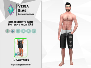 Sims 4 — Boardshorts with Patterns from EP2 by David_Mtv2 — Available in 10 swatches for teen to elder. All textures were